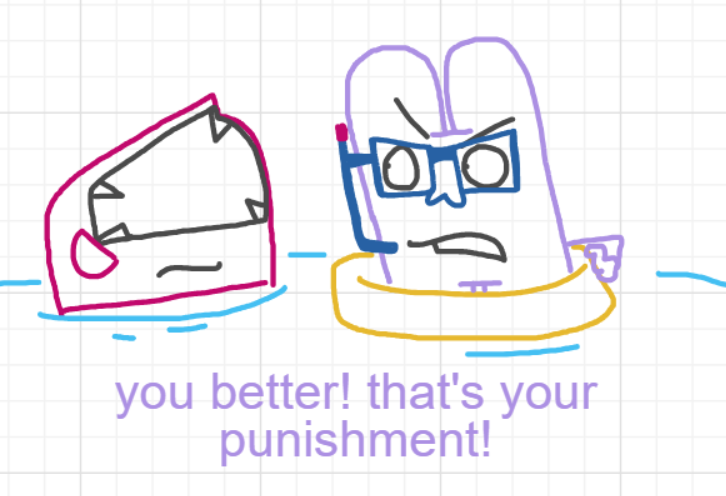 A panel from Ready Oar Knot, episode three of the Board Boards object show by Furretwalk/WalkingFurret.